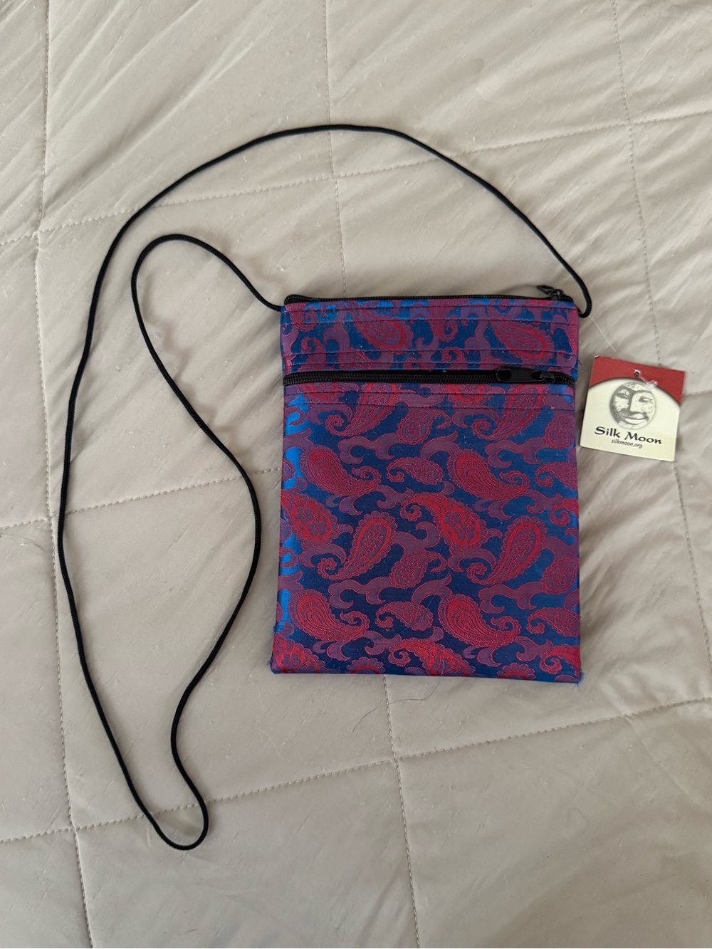 Pink & Blue Paisley Crossbody Bag